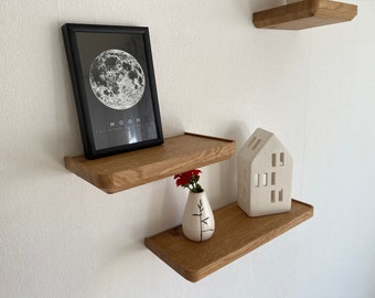 Wooden Floating Shelf, Small Wooden Floating Plant Shelf, Solid Oak Shelf, Wall Shelf