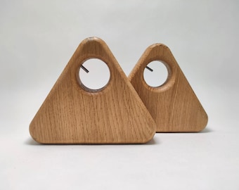 Soporte de barra de cortina de madera rústica triangular