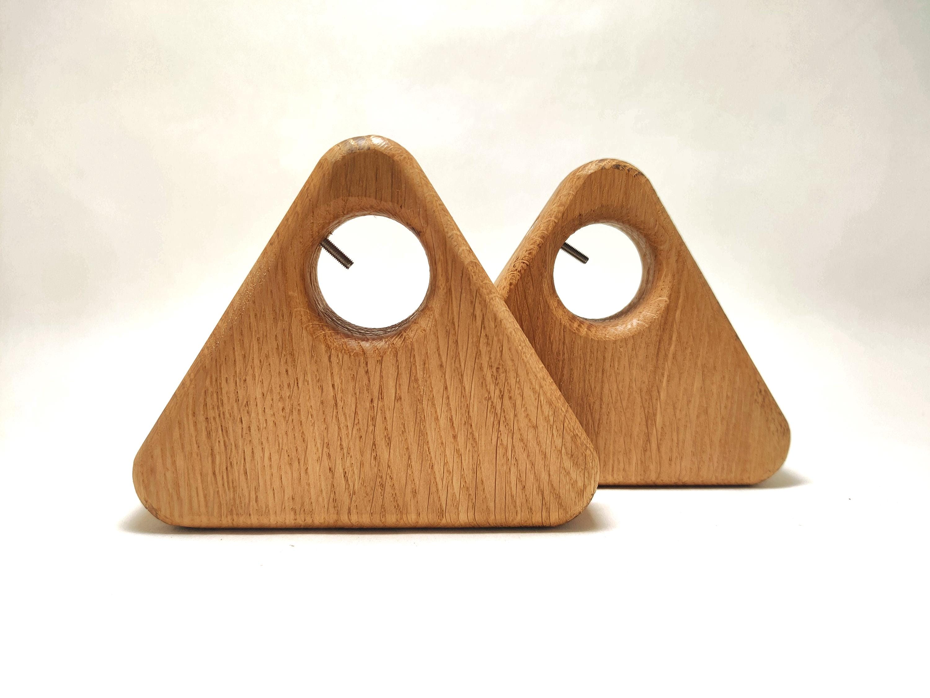 Soporte de barra de cortina de madera rústica triangular