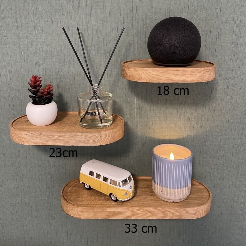 Wooden Floating Shelf, Small Wooden Floating Plant Shelf, Solid Oak Shelf, Wall Shelf 画像 2