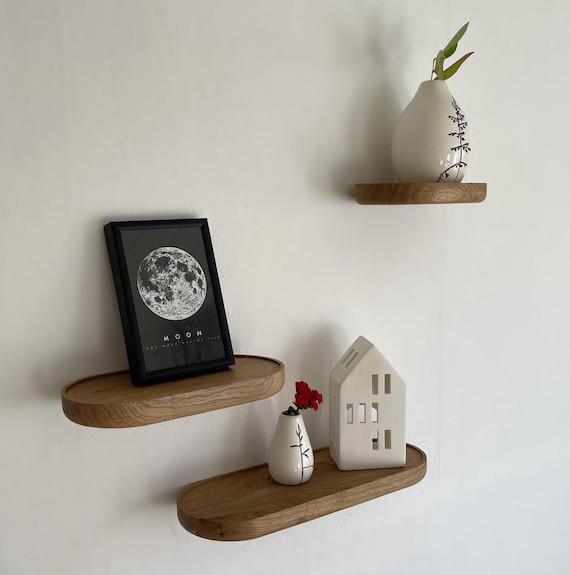 Handmade Solid Oak Floating Shelf: Minimalist Wall Decor