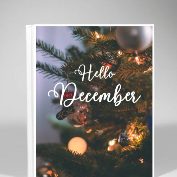 Digital hello december card, printable card,png file