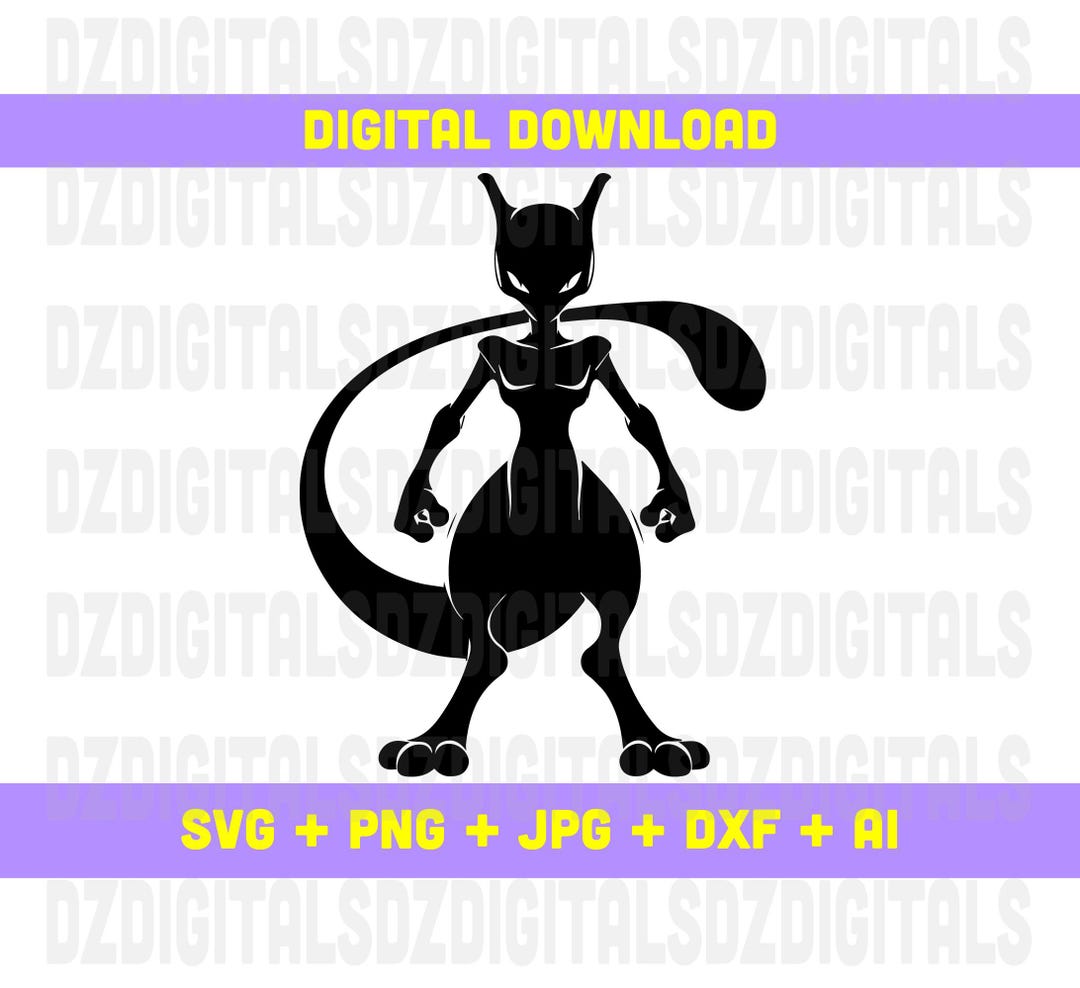 Mewtwo Svg, Pokemon Svg, Mew Two Svg, Legendary Pokemon, Pokemon Battle ...