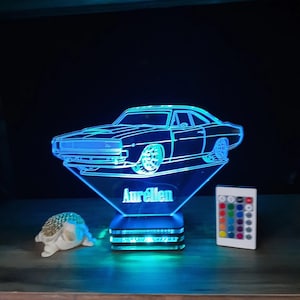 Charger,The Fast and Furious, Gift, Birthday, Lamp Night, Plexi Lamp, Classic Car, Old Car, Toretto, Personalized Lamp