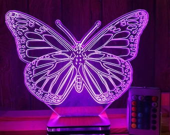 Personalized 3D Butterfly Lamp, 16 Color Remote