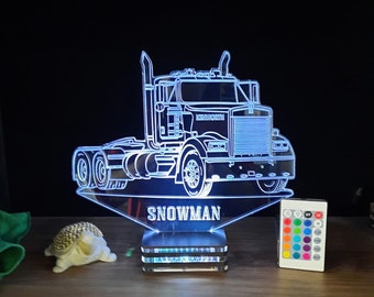 Personalized Kenworth Truck Lamp: 16-Color LED Night Light