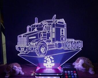 Personalized Kenworth Truck 3D Lamp: Custom LED Night Light