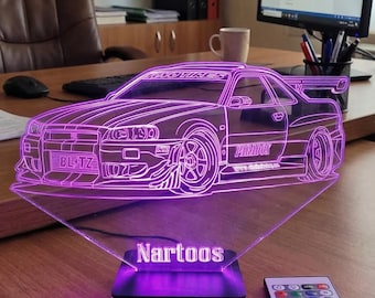 Personalized Nissan Skyline 3D Lamp: Classic Car Night Light