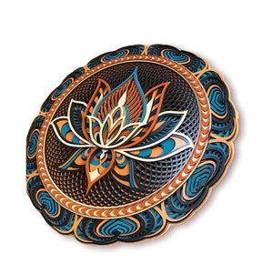 Lotus Mandala Wood Wall Art: Large Geometric Laser Cut Decor (60cm)