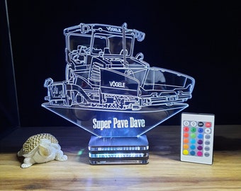 Personalized Asphalt Paver LED Lamp: Custom Company Logo Night Light