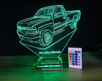Personalized Silverado Truck Lamp: Company Logo Design, Birthday Gift