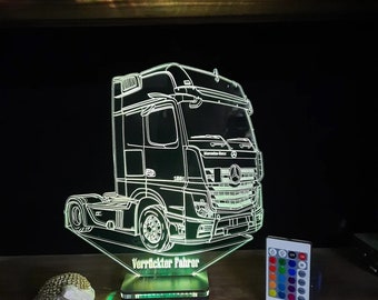 Personalized Mercedes Truck Lamp: 3D Night Light, Custom Logo