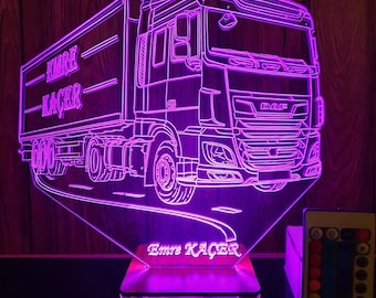 Personalized DAF Truck LED Lamp: Company Logo Night Light