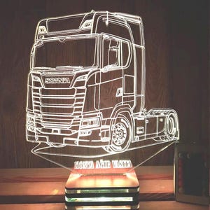 Scaina, Truck, Personalized, Firm, Company Logo Lamp Design, Present, Gift, Birthday, Lamp Night, Gifts Truck, Transport, Auto Accessory,