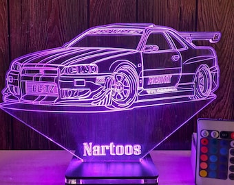 Personalized Nissan Skyline 3D Lamp: Classic Car Night Light