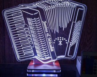 Personalized Accordion 3D Lamp: Custom Music Gift