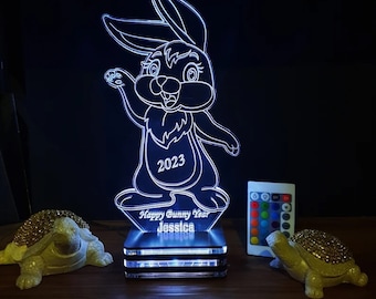 Personalized 3D Rabbit Lamp, Custom Name Night Light