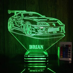 Toyota, Supra, Personalized 3d lamp, The Fast and the Furious, Gift, Birthday, Lamp Night, Wedding gifts, Classic Car, Old Car, Paul Walker