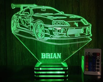 Personalized Toyota Supra 3D Lamp: Classic Car Night Light
