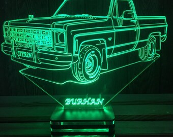 Personalized Chevrolet Truck 3D LED Lamp: Custom Name Night Light