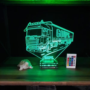 Scaina, Truck, Personalized, Firm, Company Logo Lamp Design, Present, Gift, Birthday, Lamp Night, Gifts Truck, Transport, Auto Accessory,