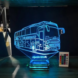 Personalized Mercedes Bus 3D Lamp: Company Logo Night Light