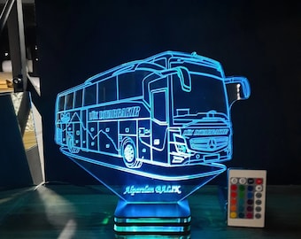 Personalized Mercedes Bus 3D Lamp: Company Logo Night Light