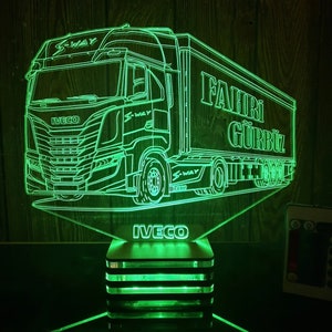 Iveco, s-way, Truck, Personalized, Firm, Company Logo Lamp Design, Gift, Birthday, Lamp Night, Gifts Truck, Transport, Auto Accessory,
