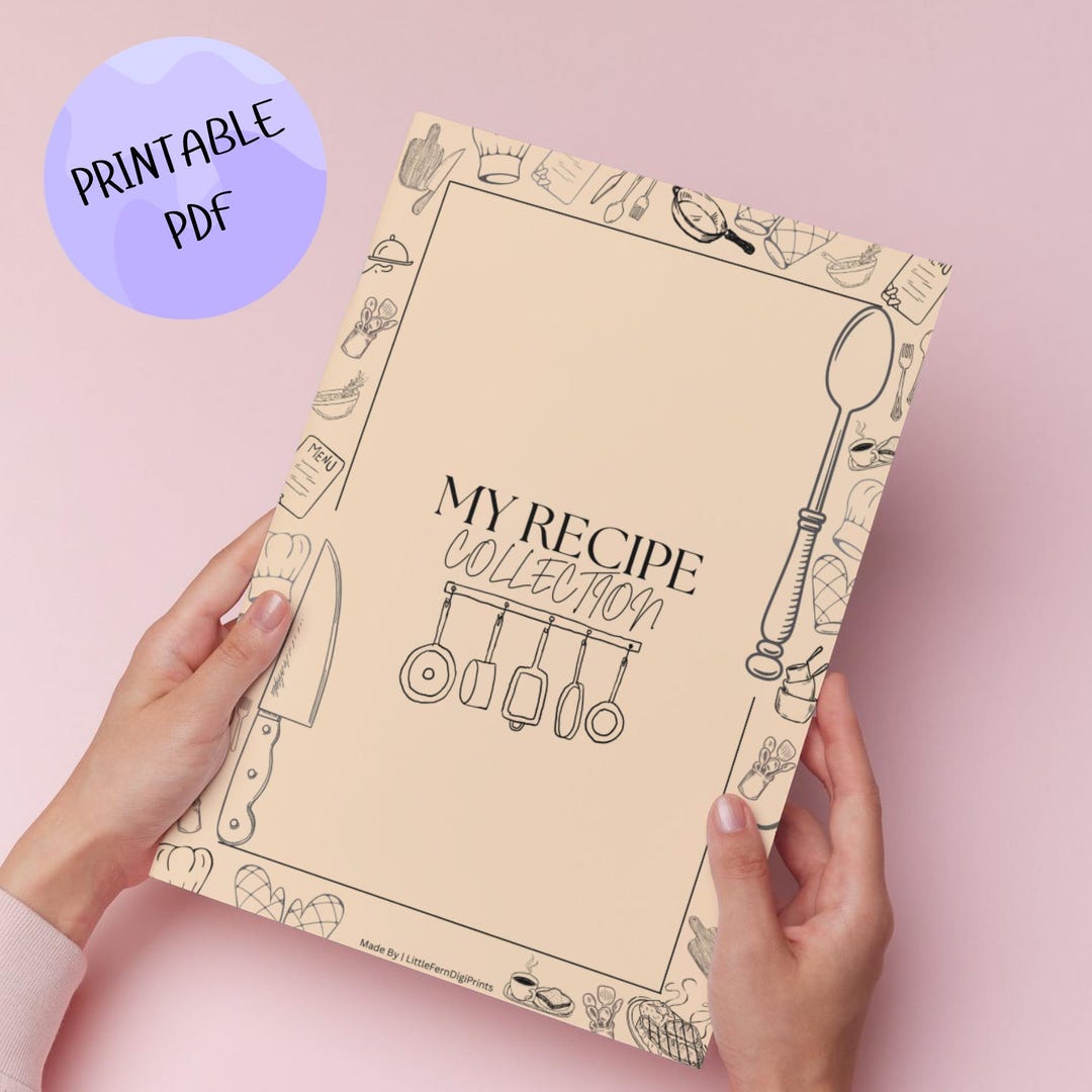 Printable Recipe Book | Blank Cookbook Template | Kitchen Binder Insert ...