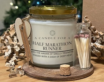 A Candle for A Half Marathon Runner funny Joke Soy candles gift present running run runners half marathon London Marathon training