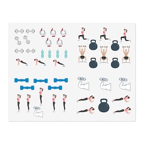 Sticker Sheets - Gym Sticker sheet - workout journal decals - bullet journal - graph journal stickers