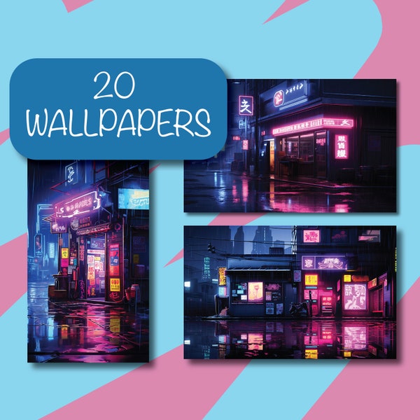 Cyberpunk Futuristic City Wallpaper Bundle for Phones, Desktops, Laptops, Tablets - aesthetic, edgy, neon, dystopia, japanese, screensaver