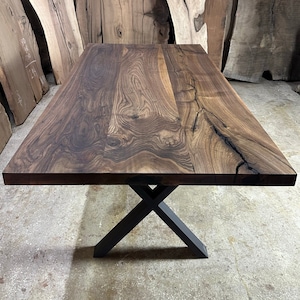 Custom Order Live Edge Table - Dining Table - Jointed Walnut Table - Black Wood Table - Office Table - Handmade