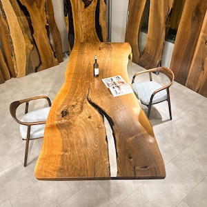 Clear Epoxy Resin Dining Table - Wood Dining Table - Custom Epoxy Table For 8 People - Personalized Epoxy Resin Table - One Piece Slab