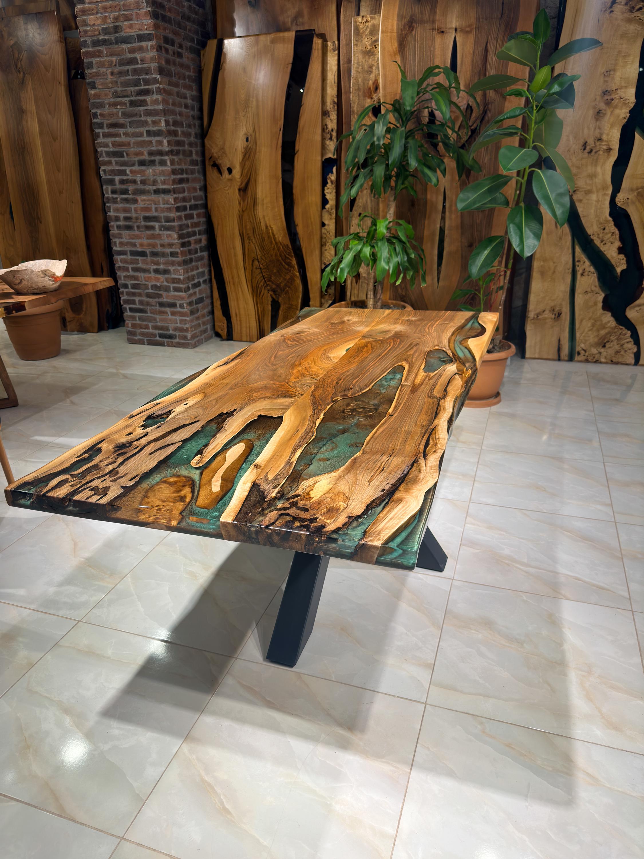 Custom Live Edge Epoxy Resin Table, Dining Table, Kitchen Table, Resin ...