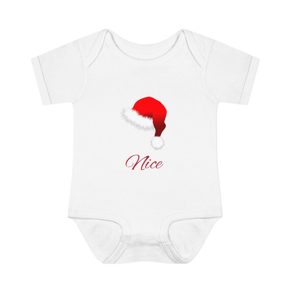 Santa Hat Nice Infant Bodysuit | Christmas baby onesie