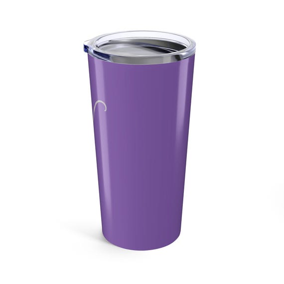 Personalized Purple Tumbler 20oz with Initial, Custom Travel Mug for Women,  Monogrammed Gift, Coffee Cup, Birthday, Bridal Party