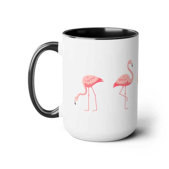 Pink Flamingo - Two-Tone Coffee Mugs, 15oz
