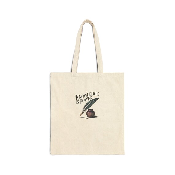 Knowledge Is Power quill and ink Tote Bag | Literary book lover