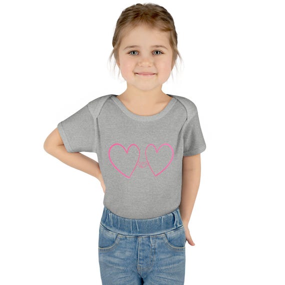 Hearts Holding Hands Valentines Infant Bodysuit | Baby Rib