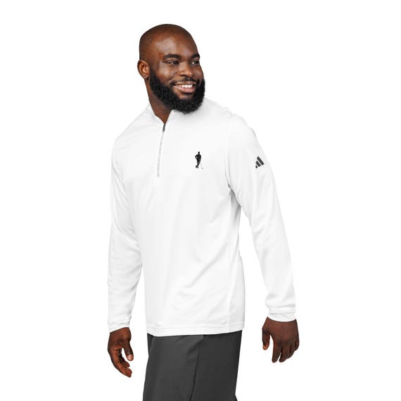 adidas lean green Golfer Embroidered logo Quarter-Zip Pullover | Performance Long-Sleeve