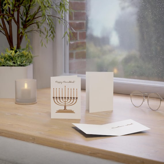 Personalized Hanukkah Greeting Cards, Festive Jewish Holiday Note