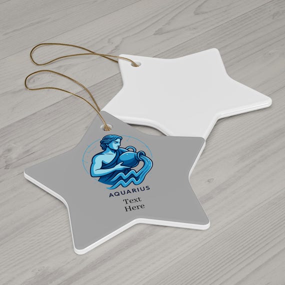 Aquarius Ceramic Ornament - Zodiac Star Decoration, Personalized Gift for Astrology Lovers, Unique Holiday Keepsake, Home Decor