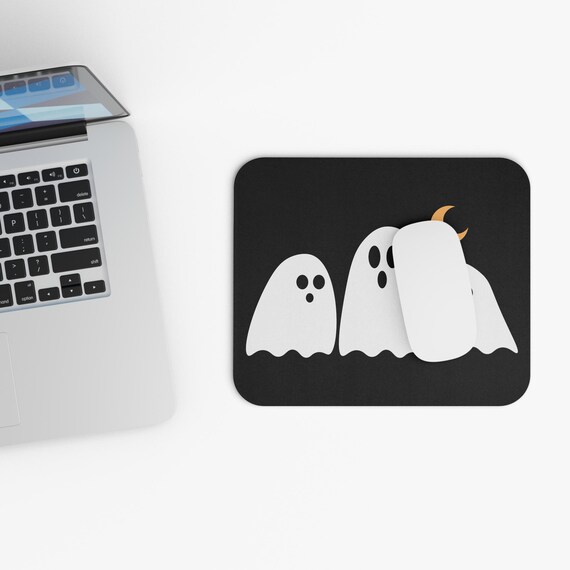 Halloween Mouse Pad, Spooky Desk Accessories, Creepy Office Supplies, Rectangle Mat for Computer Mouse, Scary Laptop Pad, Ghostly Decor