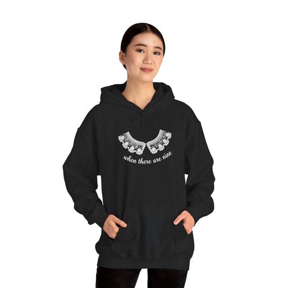 RBG Quote "When There Are Nine" Lace Dissent Collar Illustration Hoodie