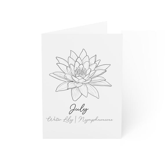 July Birth Flower Water Lily Greeting Cards | Blank Inside, Pack Options