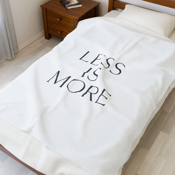 Less Is More Velveteen Plush Blanket | Minimalist Typography Throw
