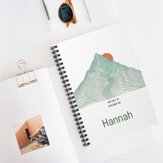 Customizable Topographic Rocky Mountain National Park with Sun Spiral Notebook | Personalized Name & Coordinates