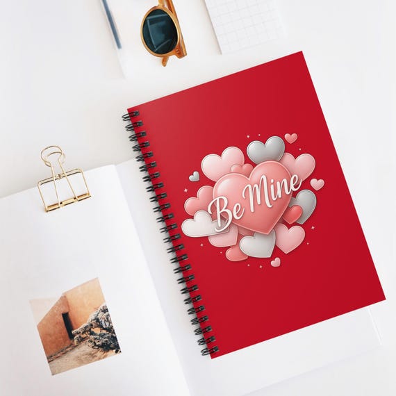 Be Mine Heart Spiral Notebook | Valentine Ruled Notebook