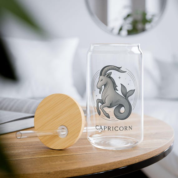 Capricorn Sipper Glass, 16oz - Eco-Friendly Drinkware, Personalized Gift, Home Decor, Zodiac Gift, Party Favor